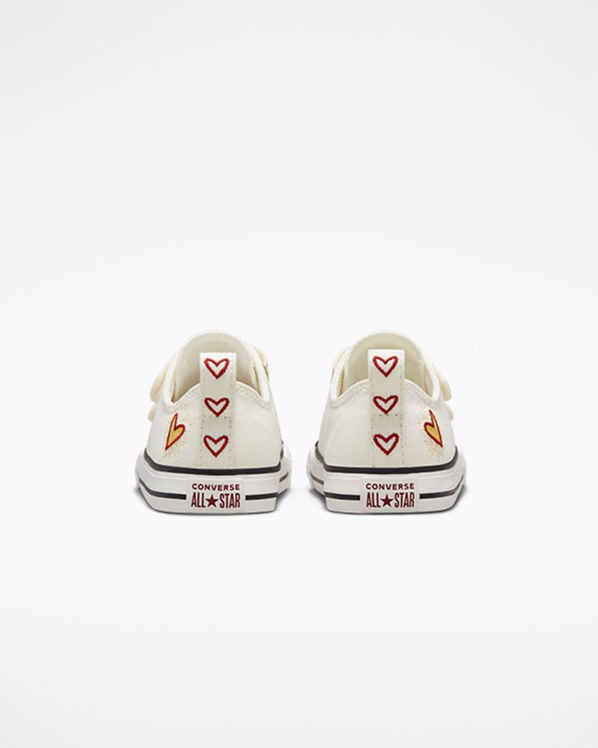 Tenisi Fete Converse Chuck Taylor All Star Easy-On Hearts Albi Rosii Inchis | RO IRXSG594